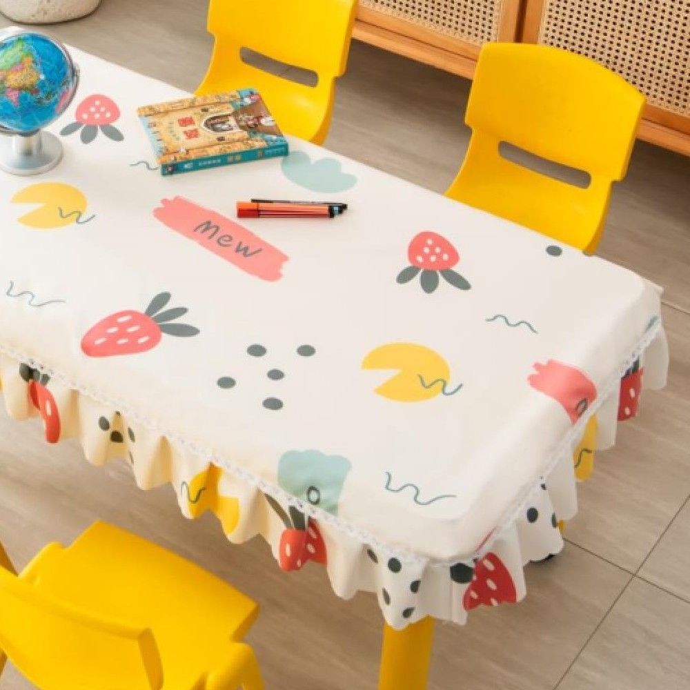 幼儿园桌布防水防油免洗美术室绘画画小清新耐脏可爱卡通桌子布套