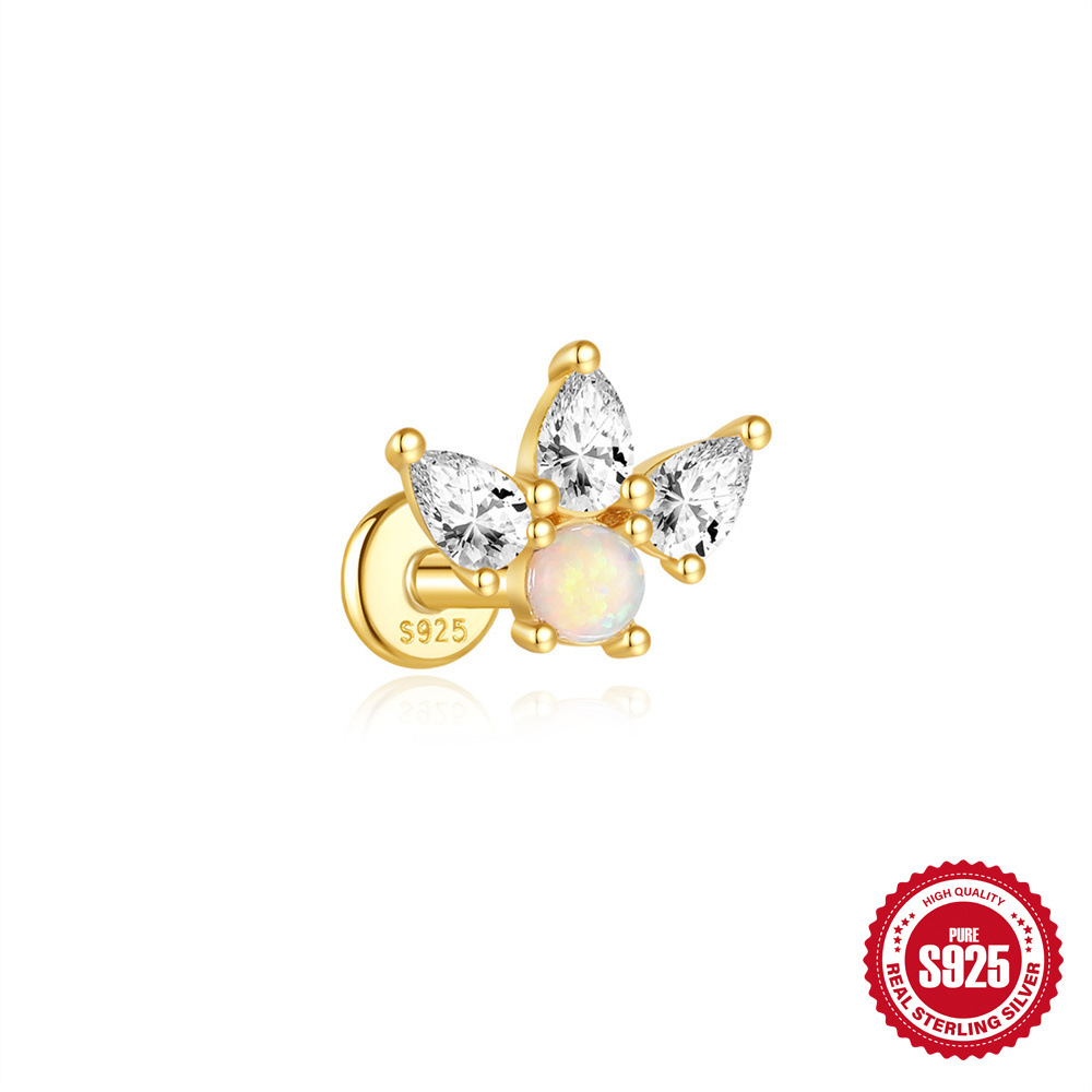 Pendientes de oreja de punción corporal de hilo de fondo plano de plata de ley S925