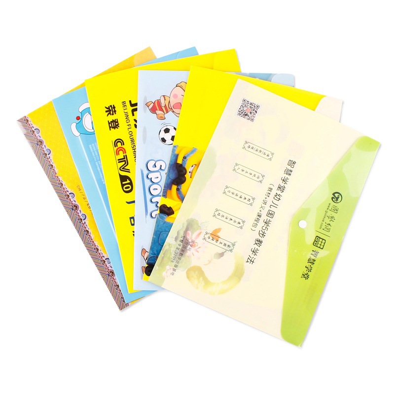 Factory custom office plastic information bag pp file bag a5 snap button stationery bag storage transparent file bag a4