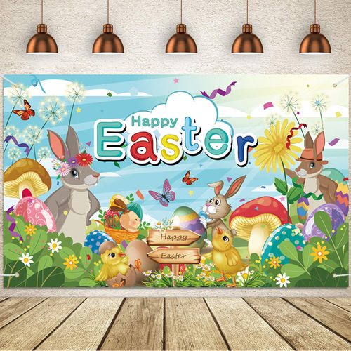 180×110 Cross-border Easter Egg-Themed Background Wall Decor - Wholesale Customizable Polyester Fabric Poster
