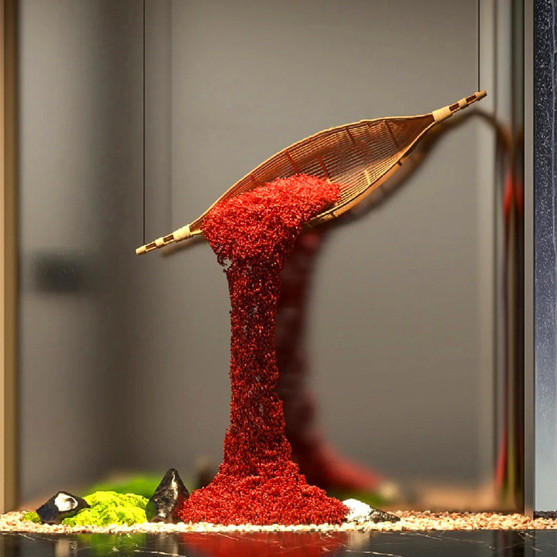逆さまの小豆船アート造園緑の植物ホテルショッピングモールホール営業センター吊り下げインテリア装飾風景|undefined