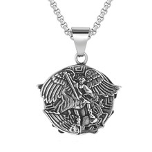 P1053 外贸饰品批发 古希腊战神天使翅膀男士钛钢吊坠项链