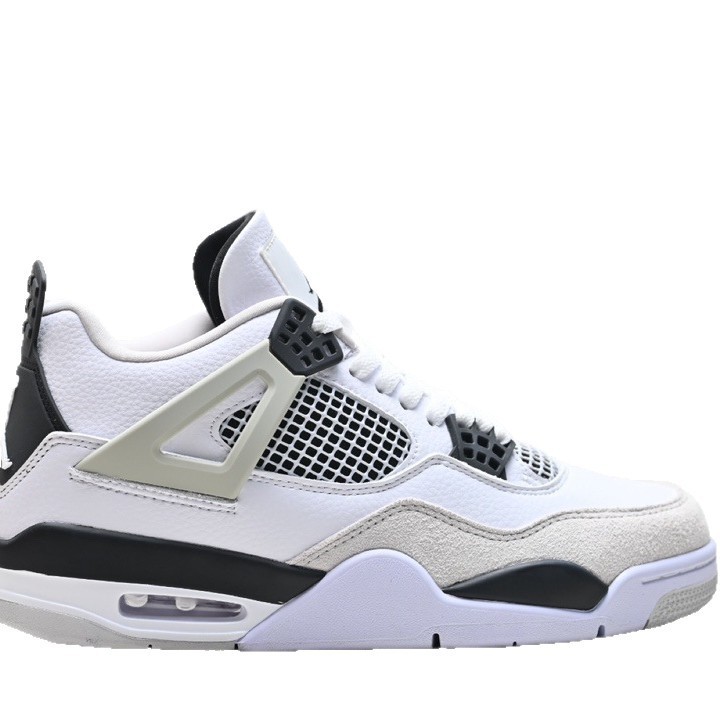 莆田靴純粋なオリジナルの第一層牛革本革バスケットボールシューズ Air AJ4 ホワイトセメント共同ブランドレトロスポーツシューズ男性と女性用|undefined