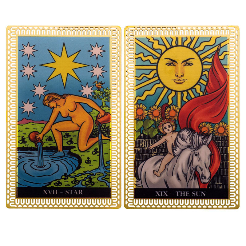 金属塔罗牌游戏卡魔术桌卡道具神谕卡制作电镀金色外面产品高品质