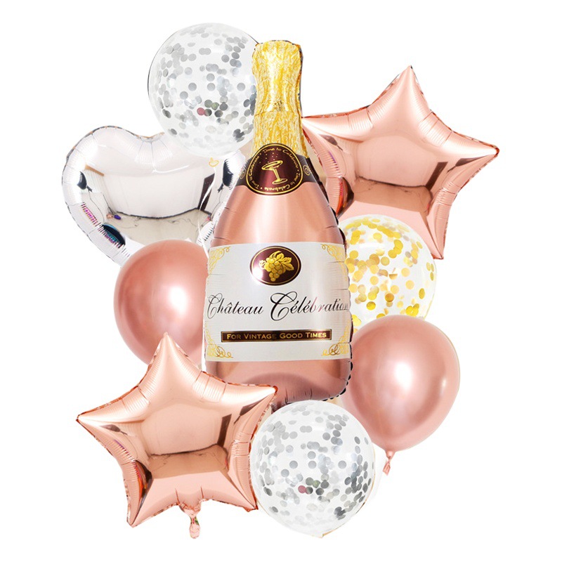 Amazon champán botella de aluminio globo traje de cumpleaños fiesta de la boda decoración globo grande botella de vino