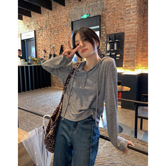 3677# sisilyon 松弛漫旅~慵懒感连帽针织衫女小个子显瘦正肩上衣