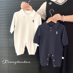 New baby conjoined clothes for autumn western-style versatile baby Polo long sleeve ha-coat thin baby autumn