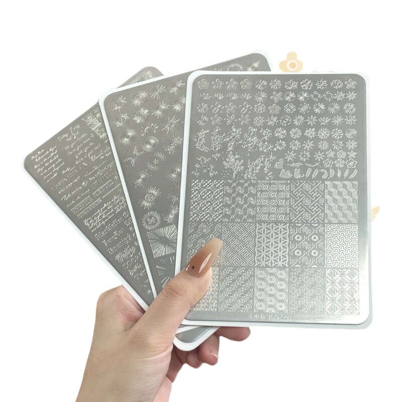 小维依跨境磨砂雾面美甲转印钢板印花工具蕾丝卡通带背板批发|undefined