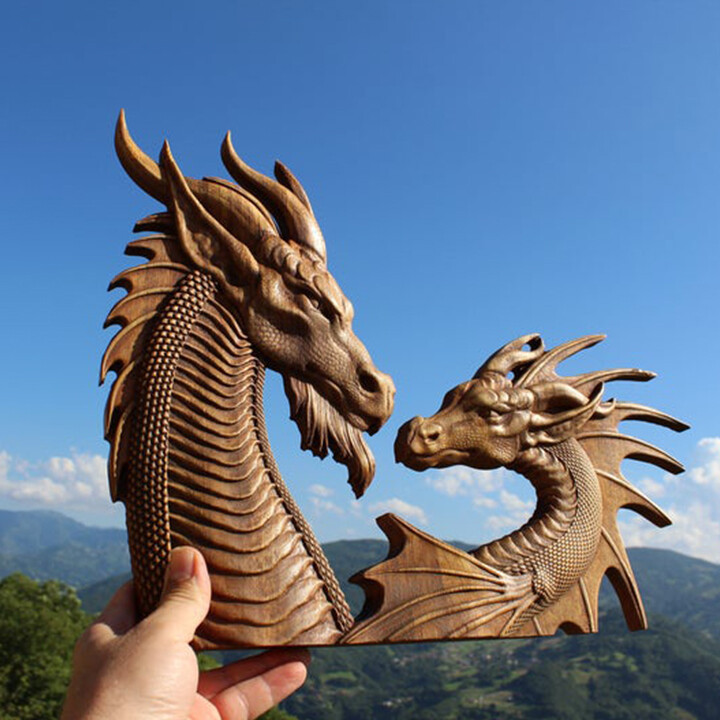 Norse Dragons Wood Carving Wall Art 北欧龙木雕艺术墙墙面装饰阿里巴巴