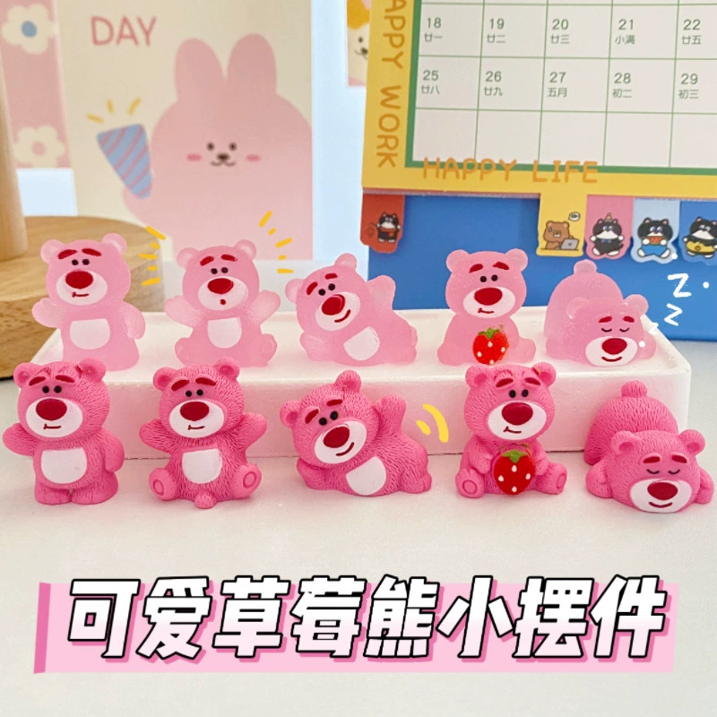 Светящийся клубничный медведь, автомобильные украшения, креативные милые ювелирные изделия «сделай сам», аксессуары для автомобиля, центральная консоль, украшение для рабочего стола, кукла