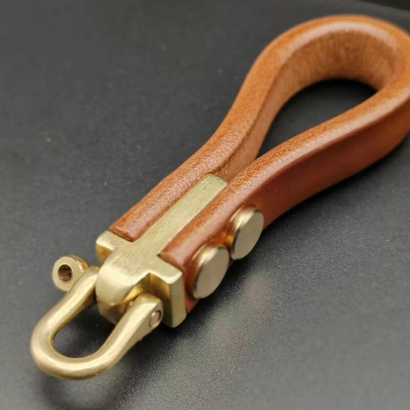 ソリッドブラスマイクロレトロヘビーマシンキーホルダークロスアクセサリーボディ DIY 自家製革製品革馬蹄バックル|undefined