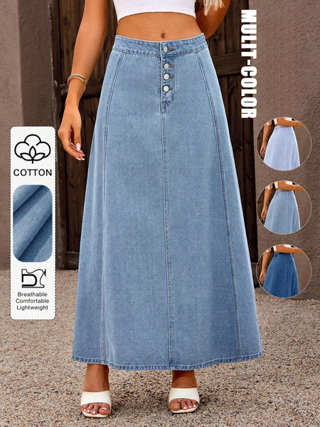 long summer denim skirt