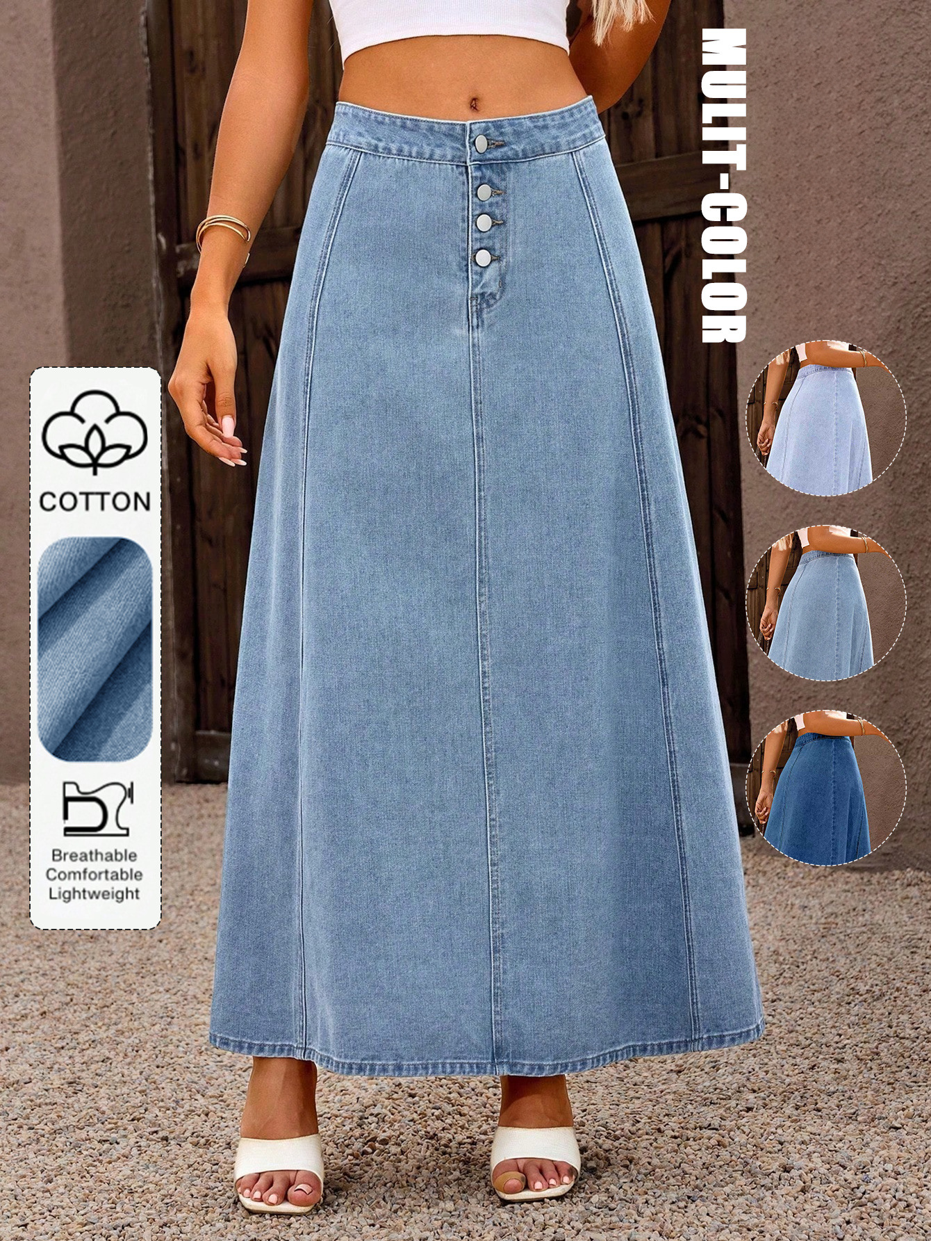long summer denim skirt