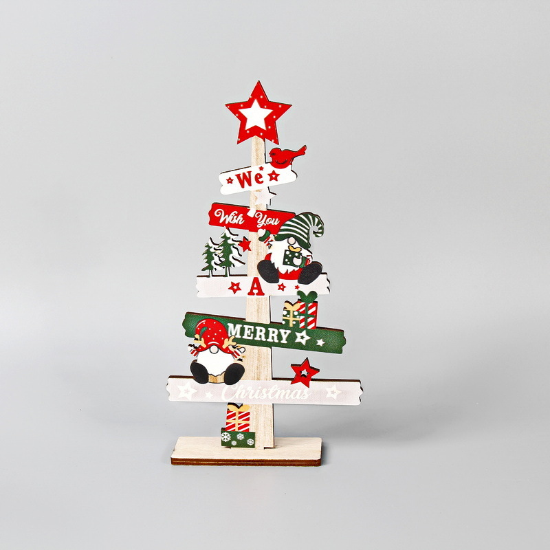 Nuevos productos decoraciones de Navidad mini escritorio de madera pequeña decoración de árbol de Navidad madera decoración de tarjeta de letras inglesas