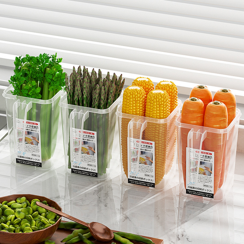 Caja de almacenamiento interior de la puerta del refrigerador Cocina Comida comida vegetal fruta con tapa caja de organización caja de almacenamiento con mango