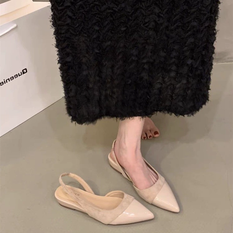 Женские босоножки в стиле феи, лето 2025, новая французская модель, высококачественная комбинированная обувь с заостренным носком и открытой пяткой