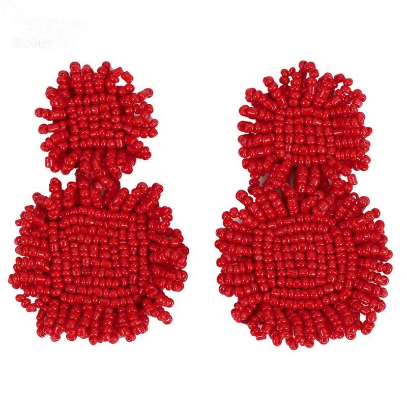Chinese New Year fabric flower festive ethnic tassel earringspicture4