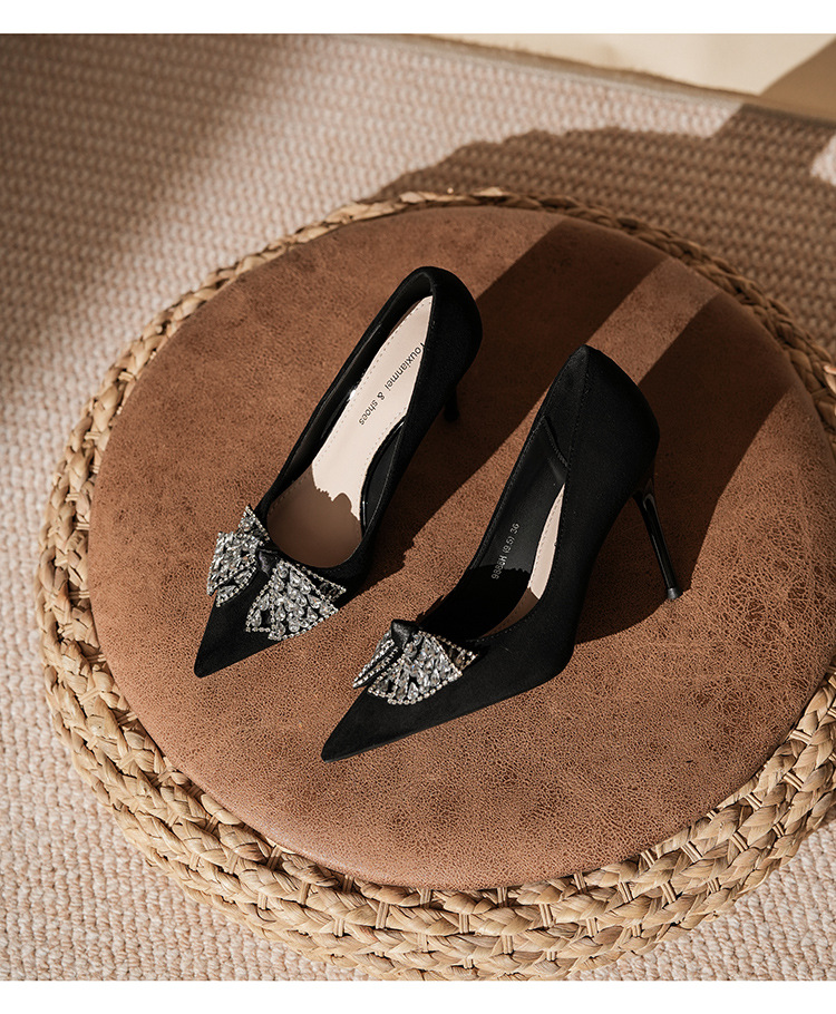 9888H-101 Wildleder-Schleifen-Strass-Schuhe – Hochzeitsschuhe, Alltagsschuhe, professionelle, vielseitige Schuhe für Arbeit, Bankett und festliche Anlässe_voghion.com