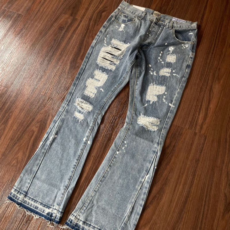 Correct version of the three-label GALLERYDEPT vintage distressed embroidered colorful letter washed flared jeans