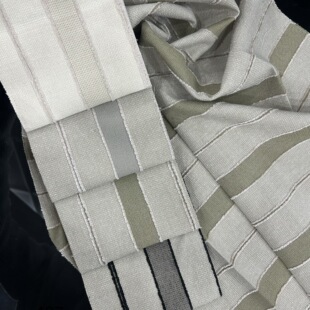 Width 280cm Fixed Height Stripesd Linen Black Wide Stripesd Beige Linen Wood Style Stripesd Fabric