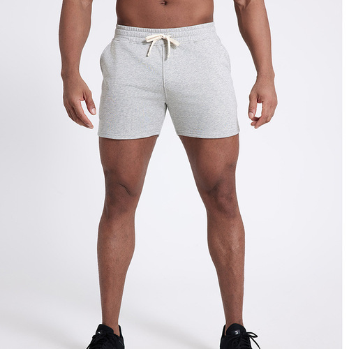 Men's Summer Gray Running Training Athletic American Style Casual Elastic Deep Squat Three-Piece Shorts Trendy