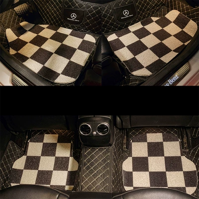 scraping foot mat, Avtomobil döşəmə paspasları - silk-ring-black-and-white-lattice-four-piece-set-first-5064-after-5050