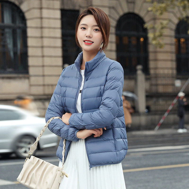 Зимний живой легкий пуховик женский короткий трансграничный теплый капюшон 90 белый утка пух сплошной цвет можно открыть