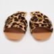 2024 Summer New Product Women's Shoes Leopard Print Leather Flat Bottom Open Toe Sandals Flat Bottom Drag Cross Outward Wearing Slippers