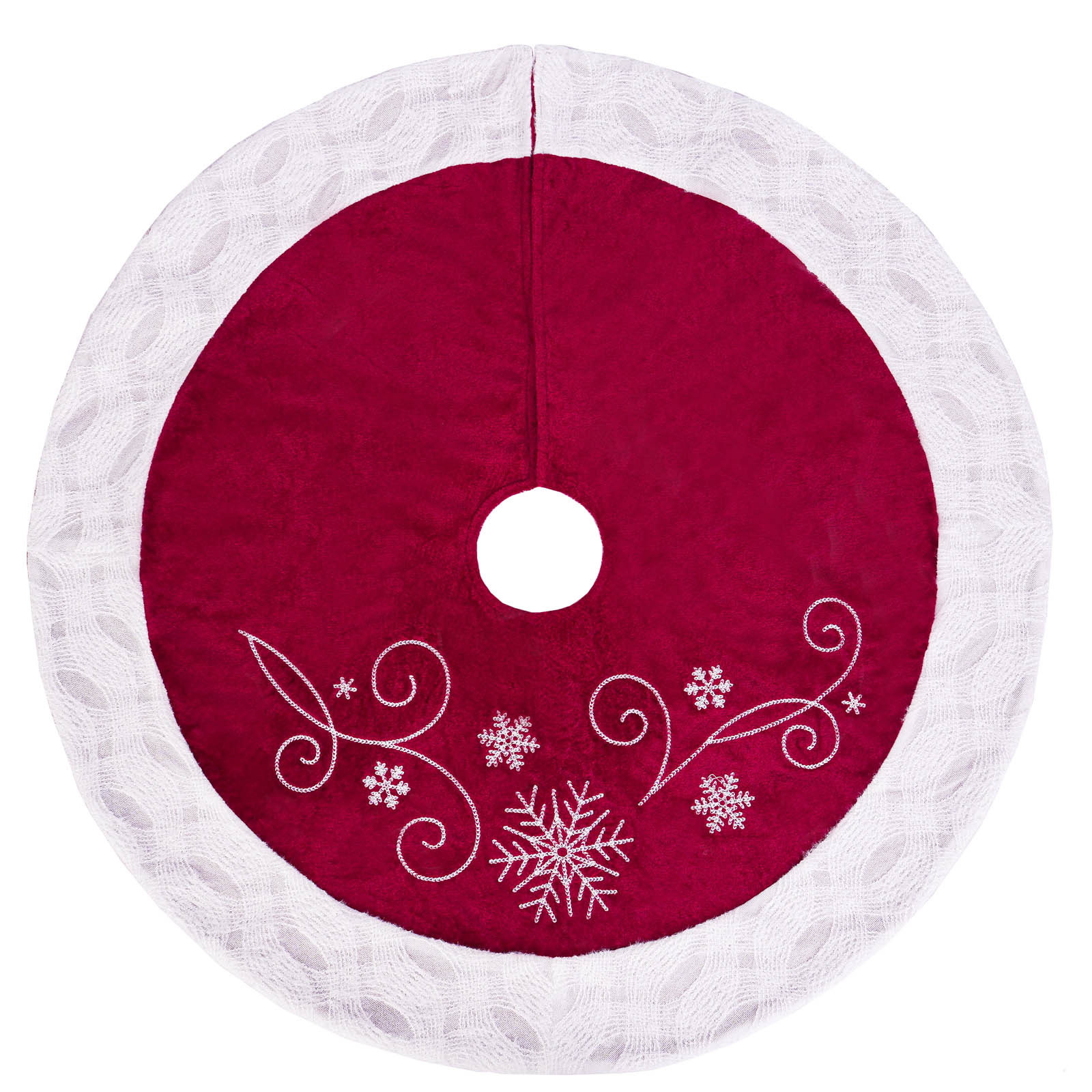 Nuevos productos transfronterizos Navidad árbol falda copo de nieve borde blanco delantal de Navidad creativo ambiente festivo suministros de decoración