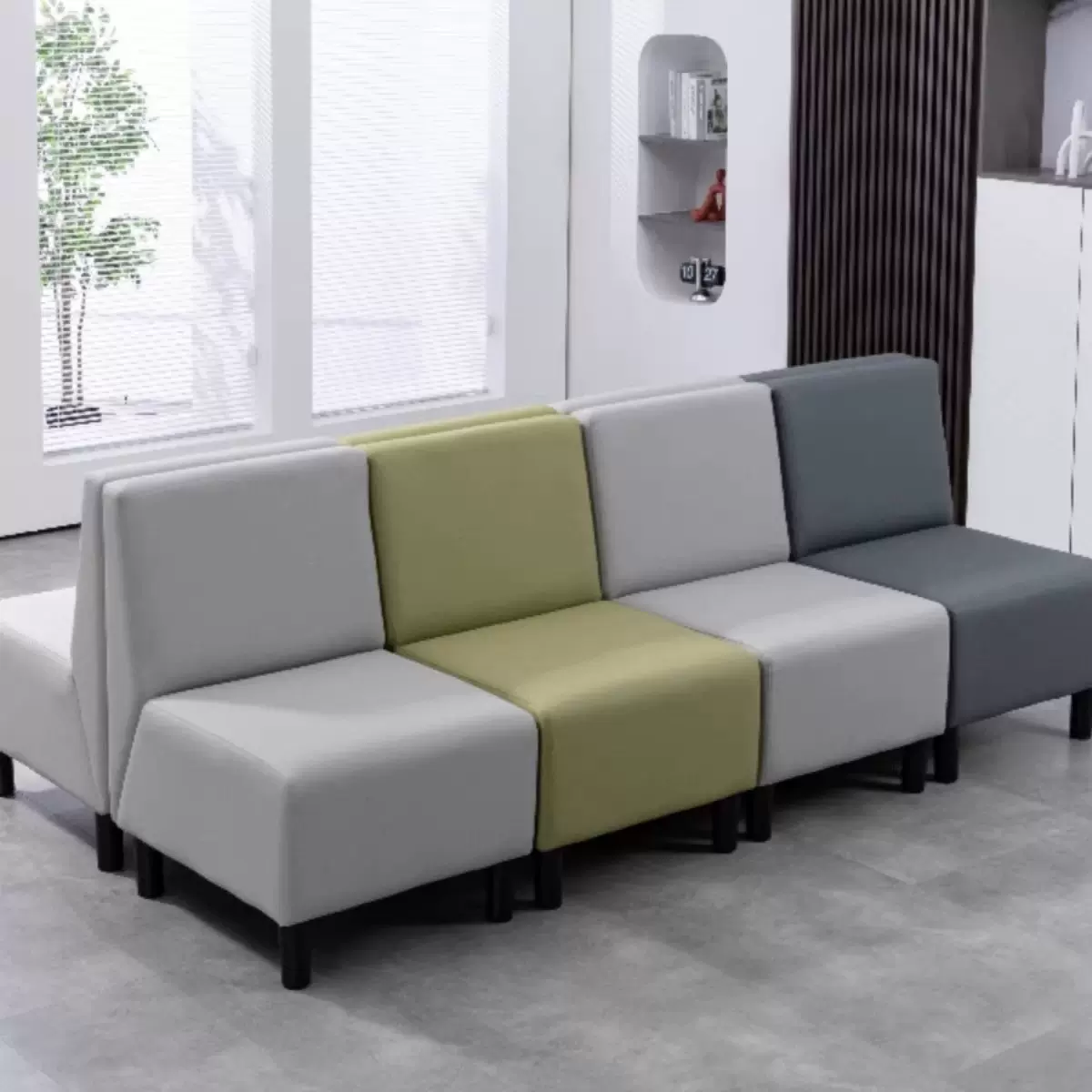 银行营业厅服务大厅等候休息区商用餐饮洽谈简约卡座沙发桌子组合