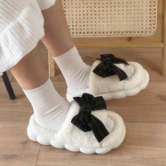 Cross-border Amazon bow cotton slippers for women's indoor home cute plush non-slip home ins internet celebrity four seasons