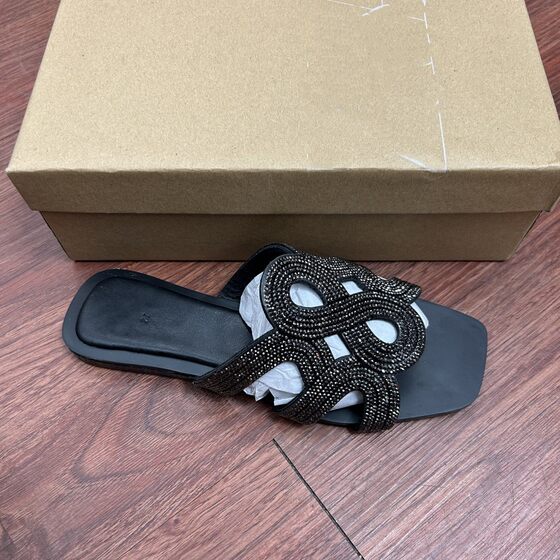 Foreign Trade New Rhinestone Flats Fashion Women's Slippers