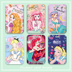 Mermaid Princess Cartoon Cute School Student Meal Card Case Bus Subway Access Card Holder Pick-Up Card Case Anti-Lost Card Holder