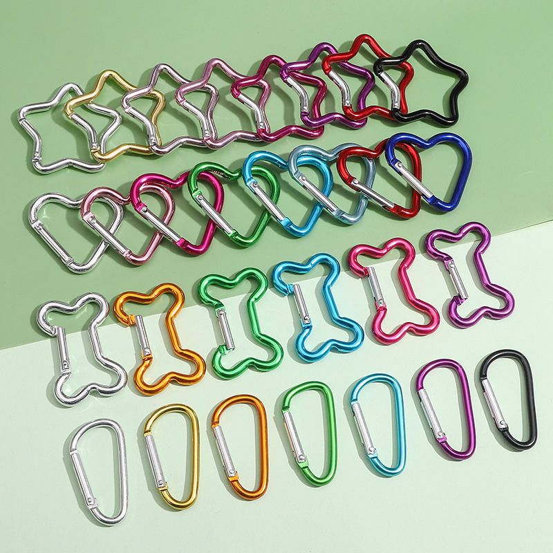 Aluminum Mountaineering Buckle Star Love Bone D-shaped Keychain Handmade DIY Bag Hook Mobile Phone Chain Hook Accessories