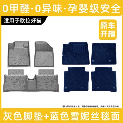 Floor Mats, High-Edge Anti-Odor Injection Molded: Modelə uyğun ayaqaltı - euler-good-cat-remark-year-gray-full-tpe-floor-mats-blue-chenies
