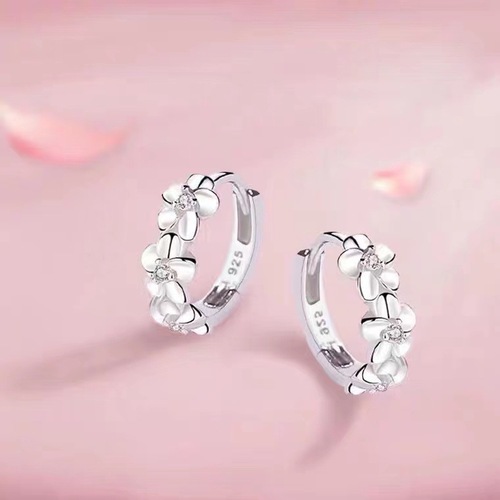 s925 sterling silver flower earrings for women Korean simple camellia zircon earrings bestie earrings earrings student earrings