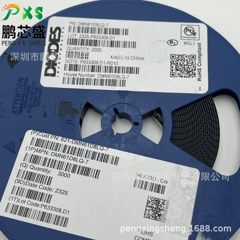 Dmn61D8Lq-7 Silk Screen 1D8 Original Authentic N-Channel Mos 60V 470Ma Fet