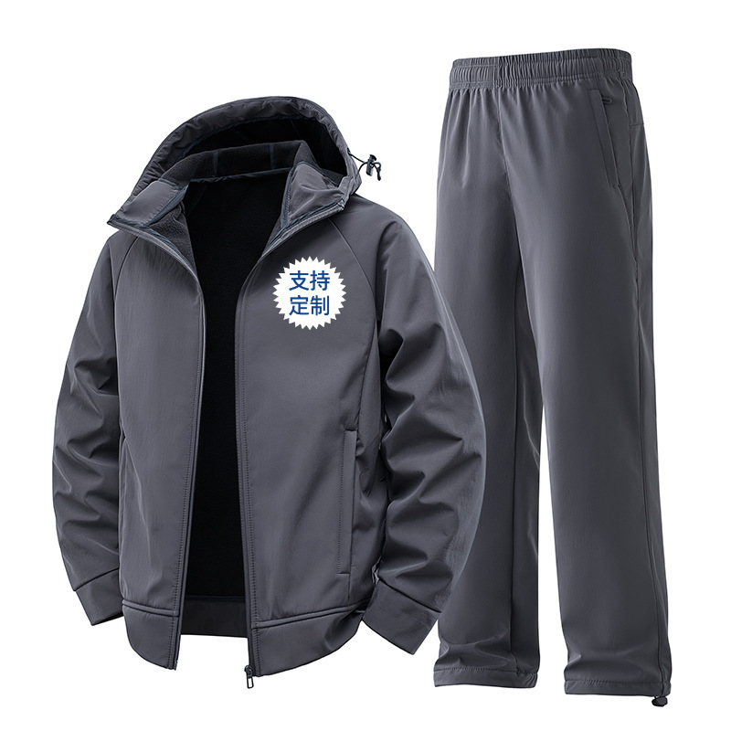 Couple's Softshell Outdoor Jacket Set, Waterproof and Warm, Suitable for Hiking and Trekking, New Model with Hood and Fleece Lining