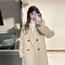 2024秋冬季新款中长款过膝小香风呢子大衣赫本风小个子韩系冬天