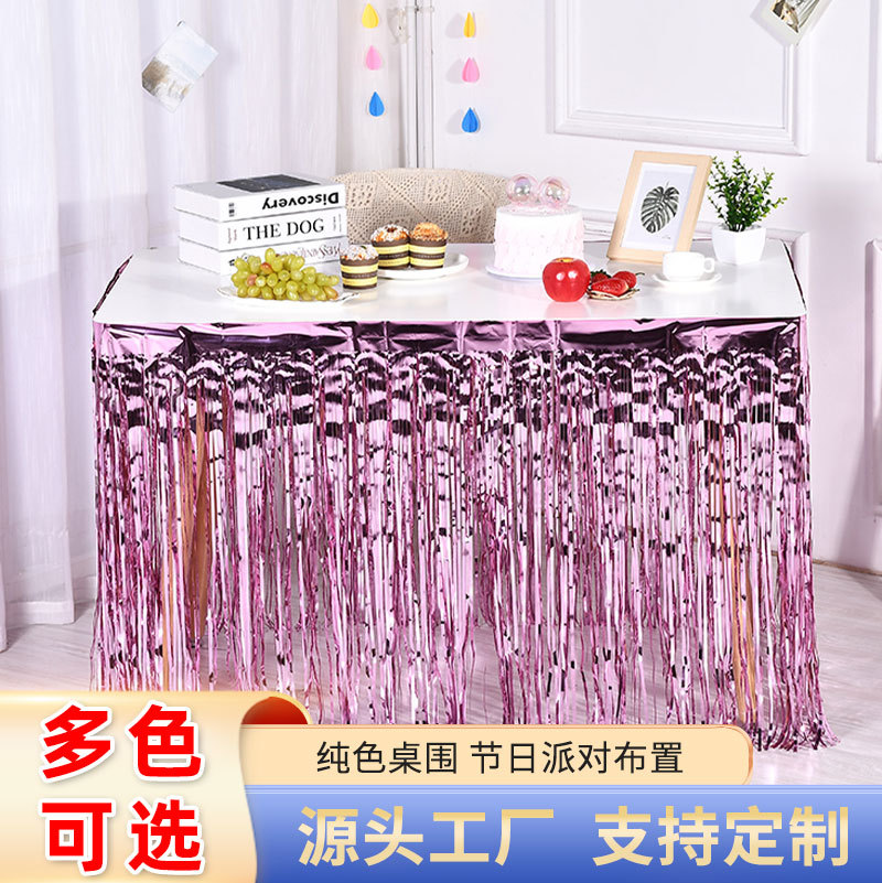 Rain Silk Curtain Tassel Table Dress Holiday Birthday Party Decoration Tablecloth Wedding Props Table Curtain Desktop Halloween Decoration