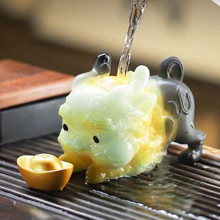 Color-Changing Tea Pet Pixiu Holding Ingot Tea Table Desktop Ornaments Tea Pet Tea Play Kung Fu Tea Set Accessories Decoration