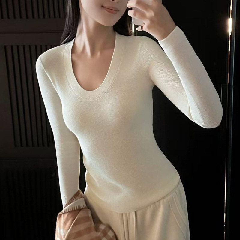 5Werk Practical Autumn and Winter High-End Sheep Wool Four-Color Versatile Goose Egg Collar Bottoming Elegant Slim Inner Wear 5Werk Practical Autumn and Winter High-End Sheep Wool Four-Color Versatile Goose Egg Collar Bottoming Elegant Slim Inner Wear