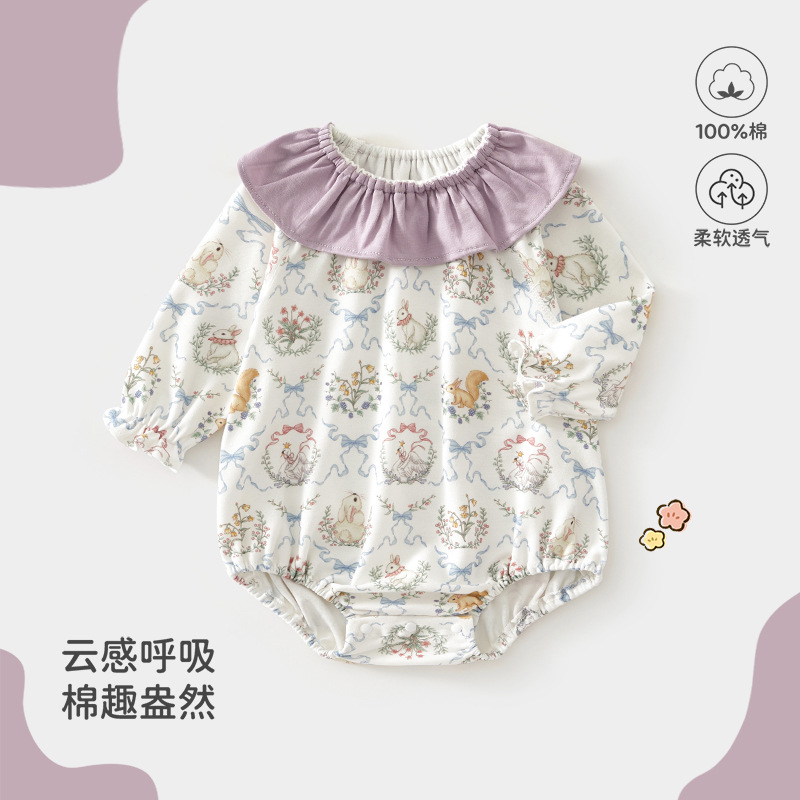 2025 spring and summer new baby fart wrap comfortable Korean cute baby girl a cotton baby fart wrap
