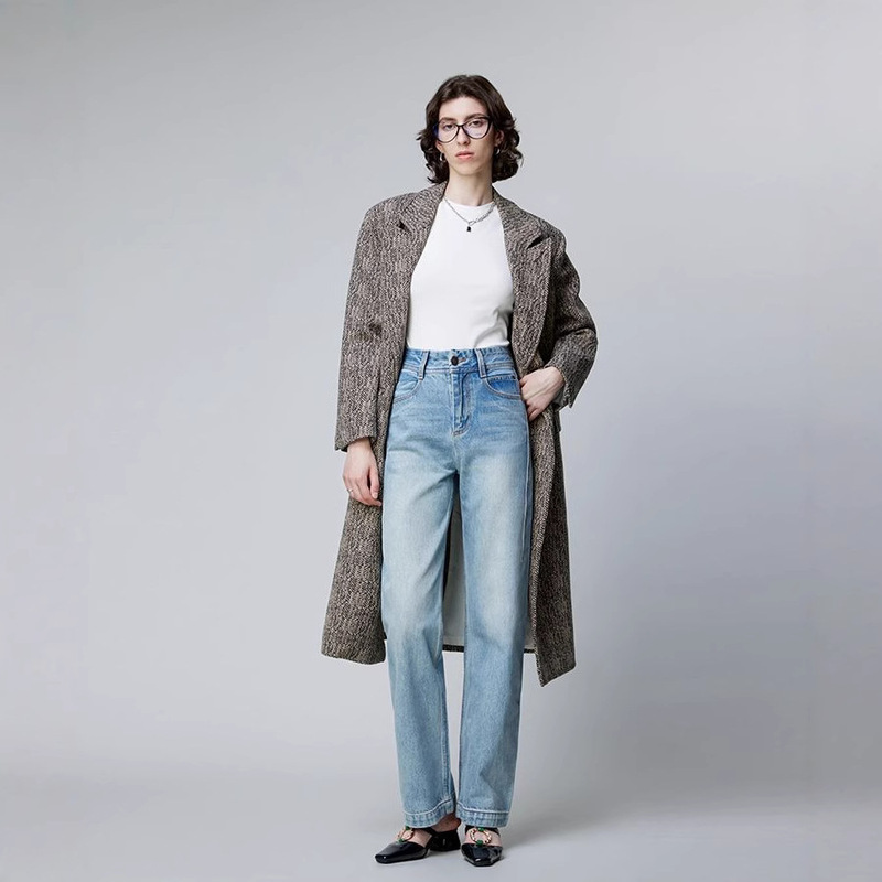 Mbb2025 Jeans Women's Autumn and Winter Light Luxury Retro Wide Leg Pants Daniel Fabric Slimming High Waist Narrow Straight-Leg Pants Mbb2025 Jeans Women's Autumn and Winter Light Luxury Retro Wide Leg Pants Daniel Fabric Slimming High Waist Narrow Straight-Leg Pants