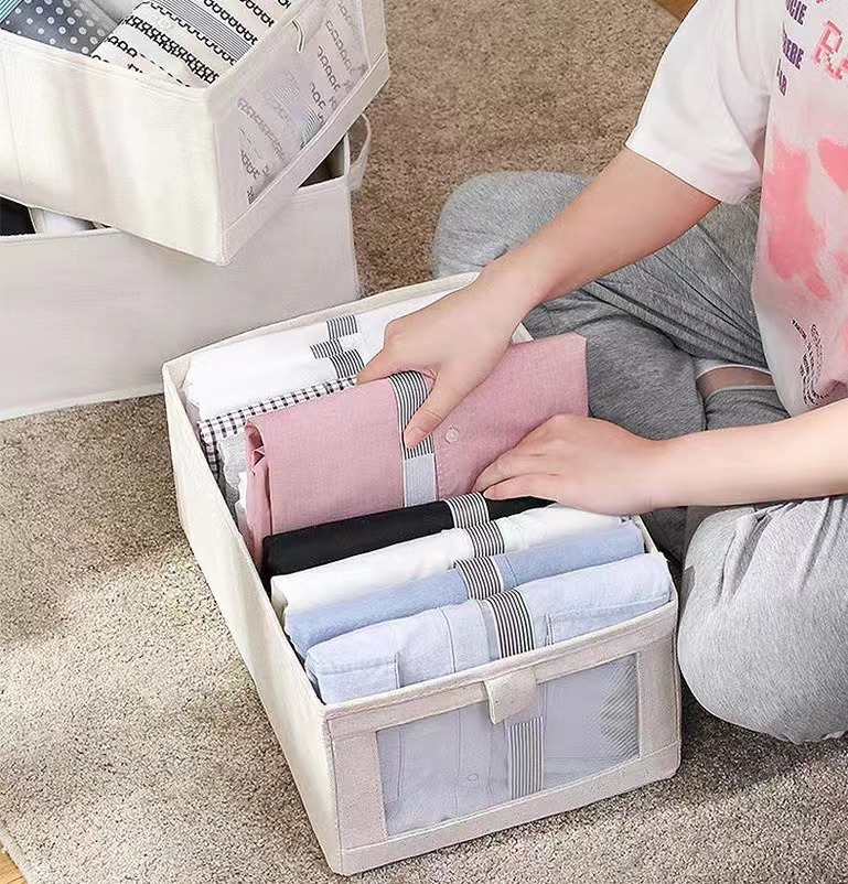 Malla transfronteriza plegable dormitorio cajón caja de almacenamiento ropa pantalones organización ropa interior almacenamiento caja de almacenamiento portátil bolsa de almacenamiento