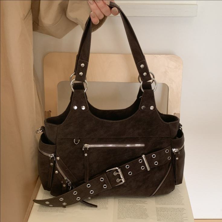 Cross-border retro cool girl moto bolso nicho cinturón hebilla brazo bolso de hombro bolso de mujer mochila de viaje