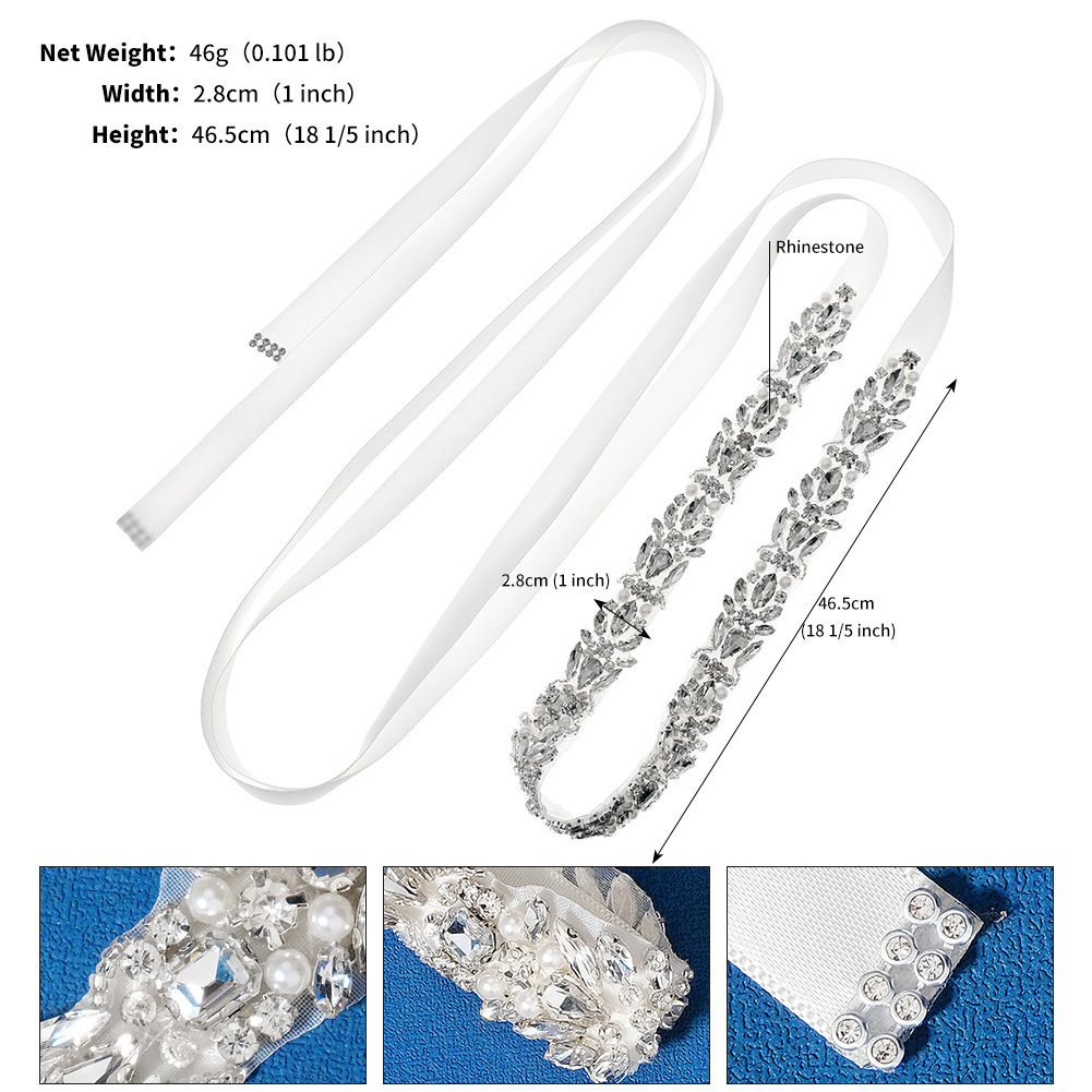 Foreign Trade Bridal Jewelry Heavy Industry Diamond Girdle European And American Wedding Dress Decoration Versatile Pearl Rhinestone Belt