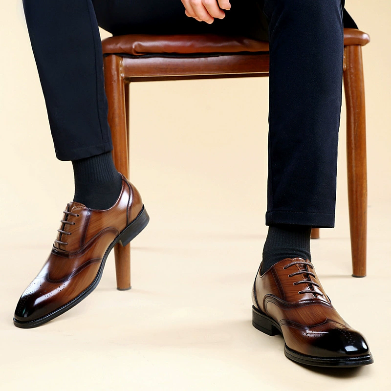 Кожаная обувь-броги, мужская деловая официальная одежда, мужская обувь, зимняя мужская повседневная кожаная обувь с мягкой подошвой