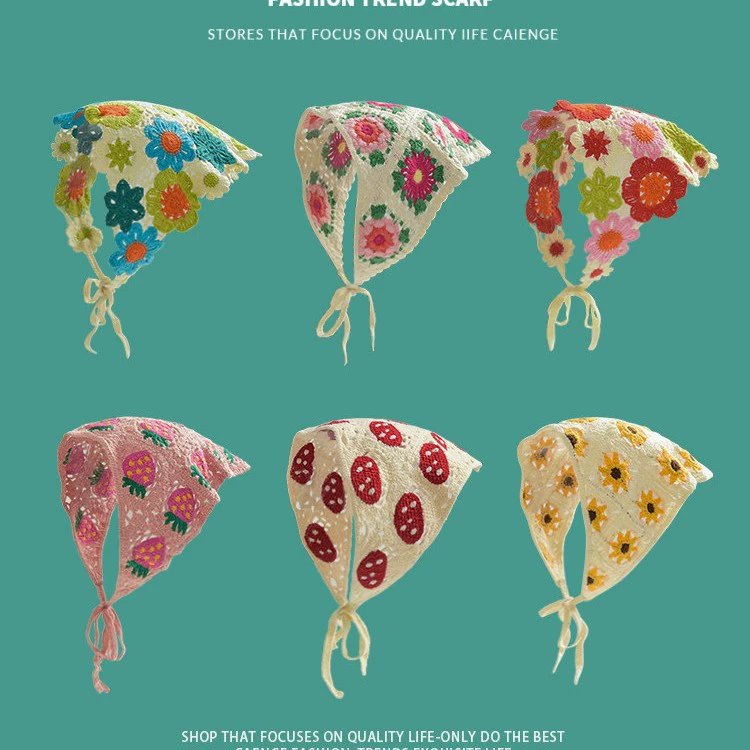 Французский ретро вязаный треугольный шарф ручной работы