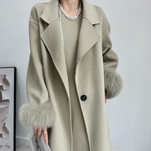 新中式 国风 大衣东大门长毛呢中长款外套羊毛风衣两件套宽松慵懒